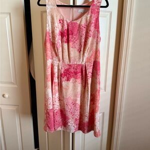 LOFT Pink and Cream Floral Dress